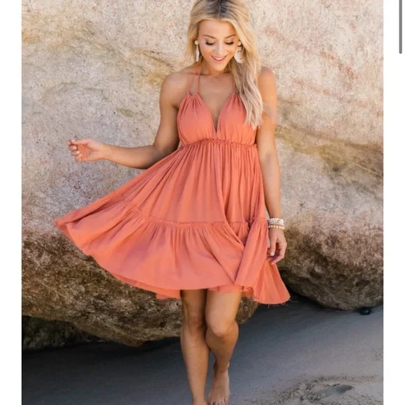 Halter Open Back Dress🧡 - Picture 2 of 6